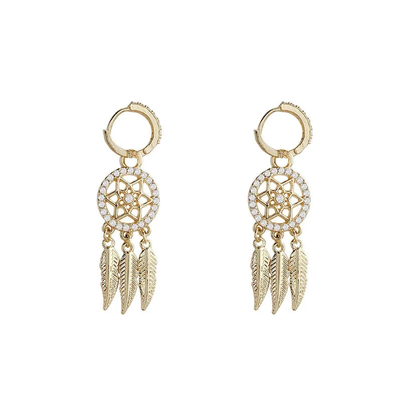 Dreamcatcher Golden Earrings