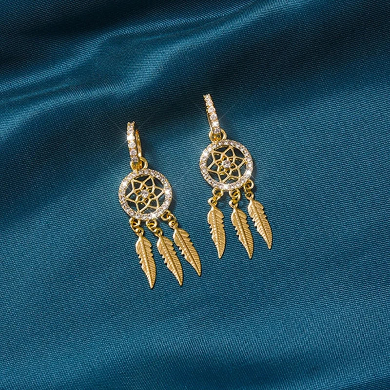 Dreamcatcher Golden Earrings