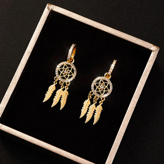 Dreamcatcher Golden Earrings